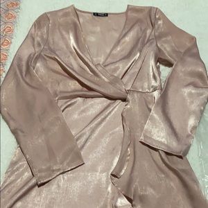 Pink satin LS dress